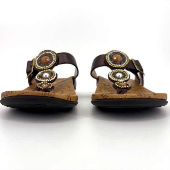Vionic NEW Adelie Bronze Brown Toe Post Orthaheel Beaded Sandals, 9 - Picture 4 of 16